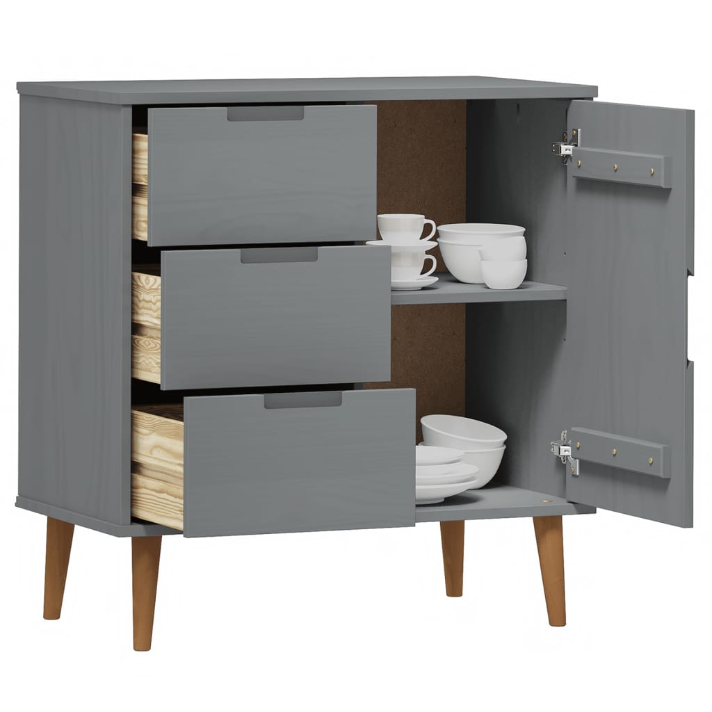 Sideboard Grau 76,5x40x80 cm Massivholz Kiefer