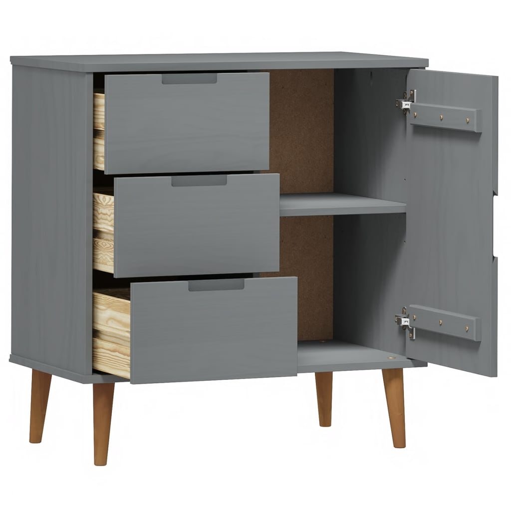 Sideboard Grau 76,5x40x80 cm Massivholz Kiefer