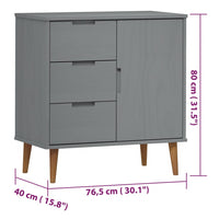 Thumbnail for Sideboard Grau 76,5x40x80 cm Massivholz Kiefer