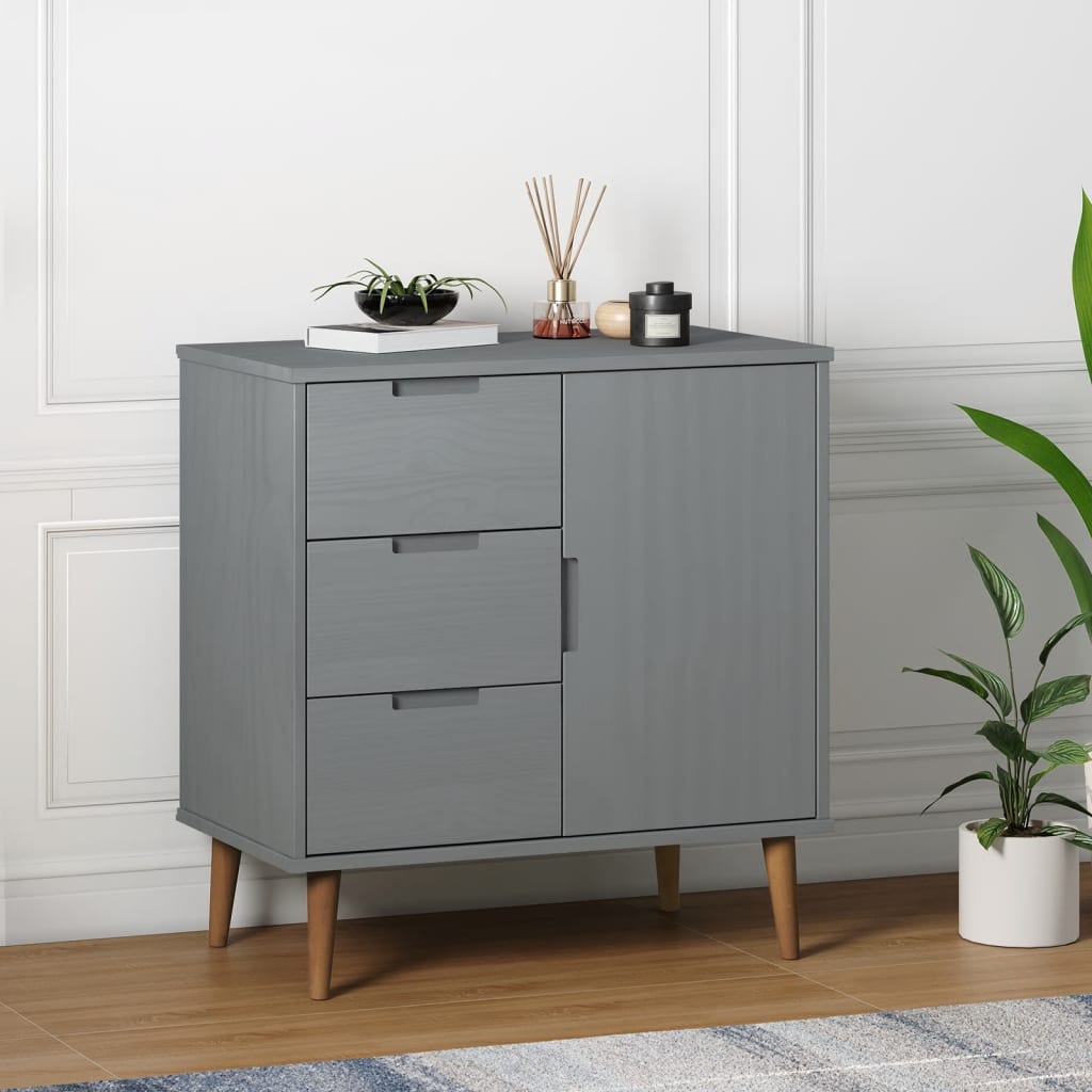 Sideboard Grau 76,5x40x80 cm Massivholz Kiefer