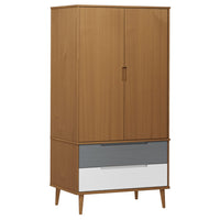 Thumbnail for Kleiderschrank Braun 90x55x175 cm Massivholz Kiefer