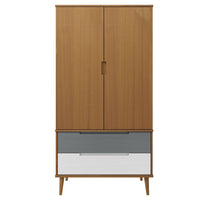 Thumbnail for Kleiderschrank Braun 90x55x175 cm Massivholz Kiefer