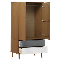 Thumbnail for Kleiderschrank Braun 90x55x175 cm Massivholz Kiefer