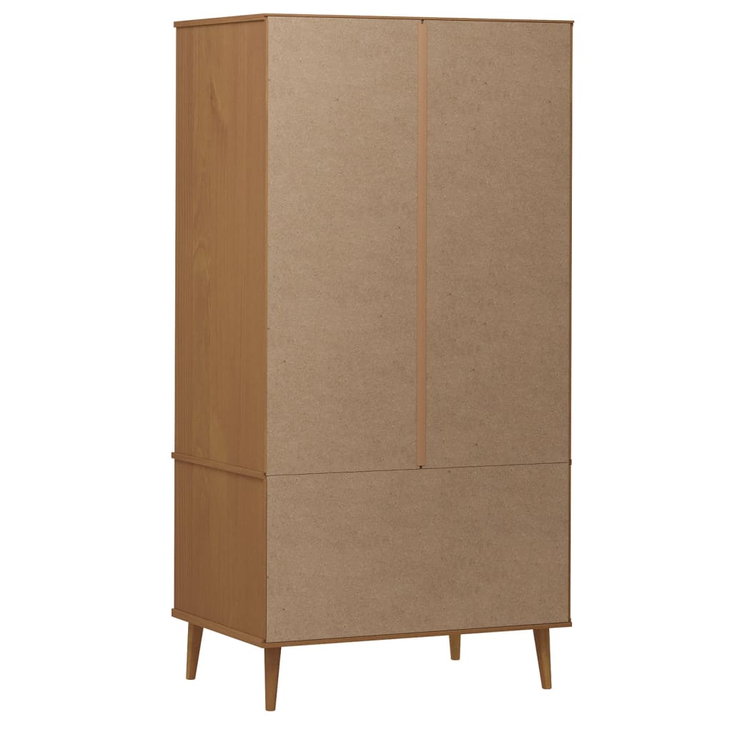 Kleiderschrank Braun 90x55x175 cm Massivholz Kiefer