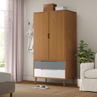 Thumbnail for Kleiderschrank Braun 90x55x175 cm Massivholz Kiefer