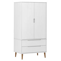 Thumbnail for Kleiderschrank Weiß 90x55x175 cm Massivholz Kiefer