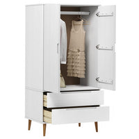 Thumbnail for Kleiderschrank Weiß 90x55x175 cm Massivholz Kiefer