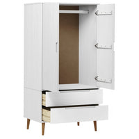 Thumbnail for Kleiderschrank Weiß 90x55x175 cm Massivholz Kiefer