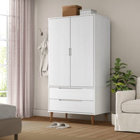 Thumbnail for Kleiderschrank Weiß 90x55x175 cm Massivholz Kiefer
