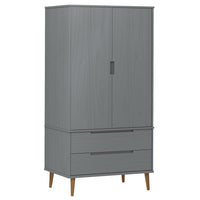 Thumbnail for Kleiderschrank Grau 90x55x175 cm Massivholz Kiefer