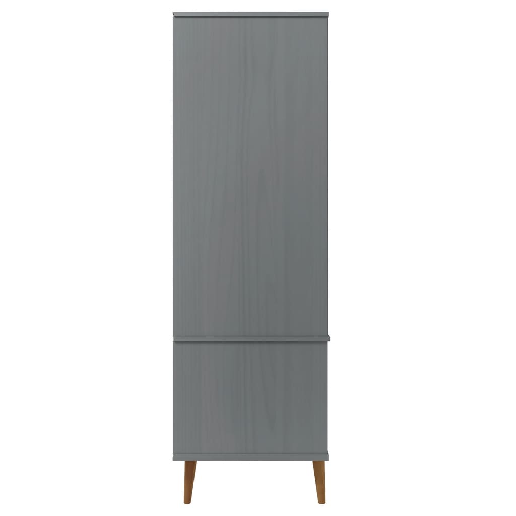 Kleiderschrank Grau 90x55x175 cm Massivholz Kiefer
