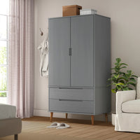 Thumbnail for Kleiderschrank Grau 90x55x175 cm Massivholz Kiefer