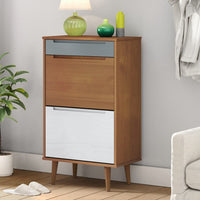 Thumbnail for Schuhschrank Braun 59,5x35x103 cm Massivholz Kiefer