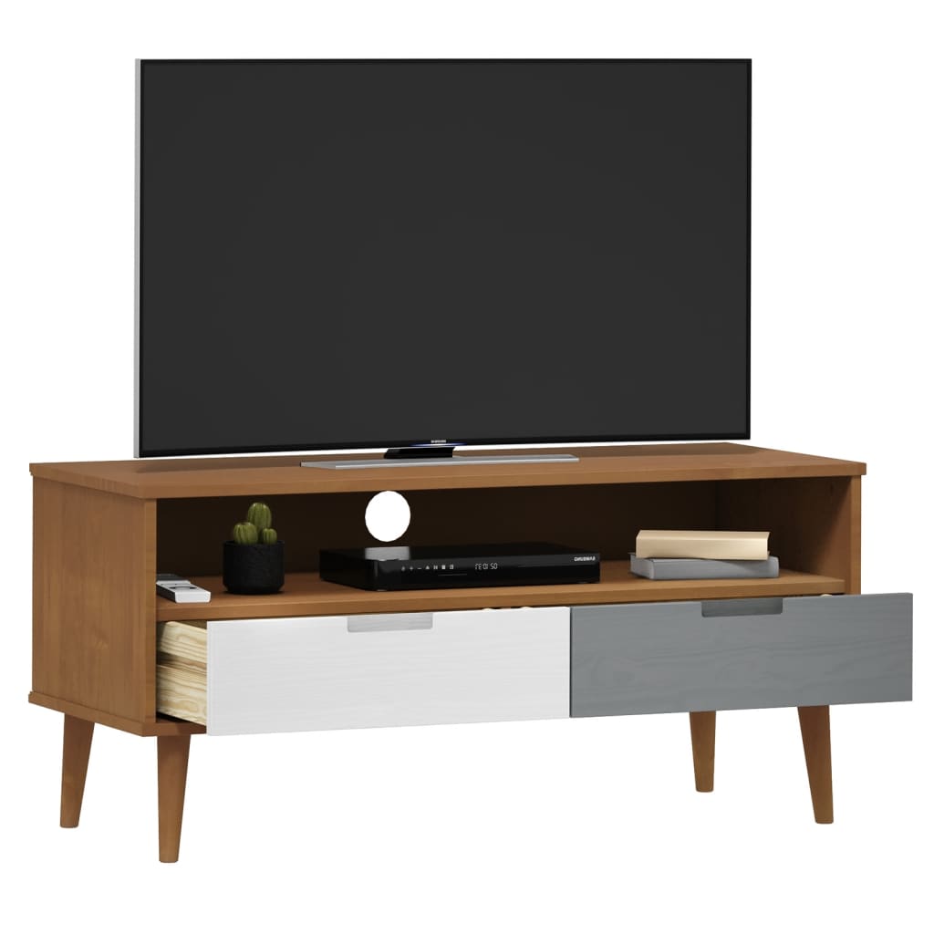 TV-Schrank Braun 106x40x49 cm Massivholz Kiefer