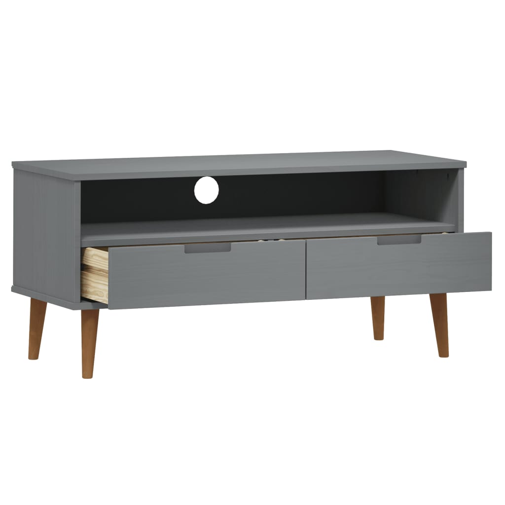 TV-Schrank Grau 106x40x49 cm Massivholz Kiefer
