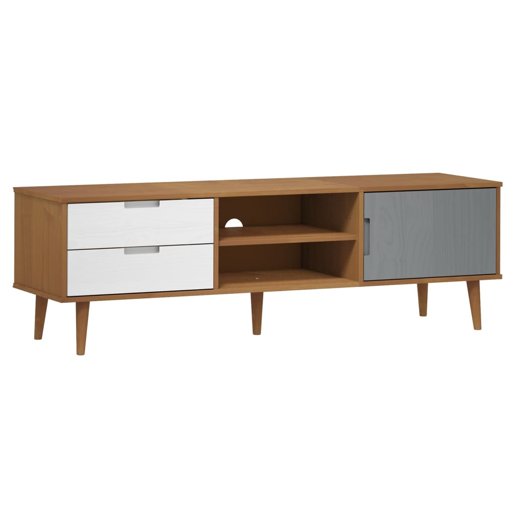 TV-Schrank Braun 158x40x49 cm Massivholz Kiefer