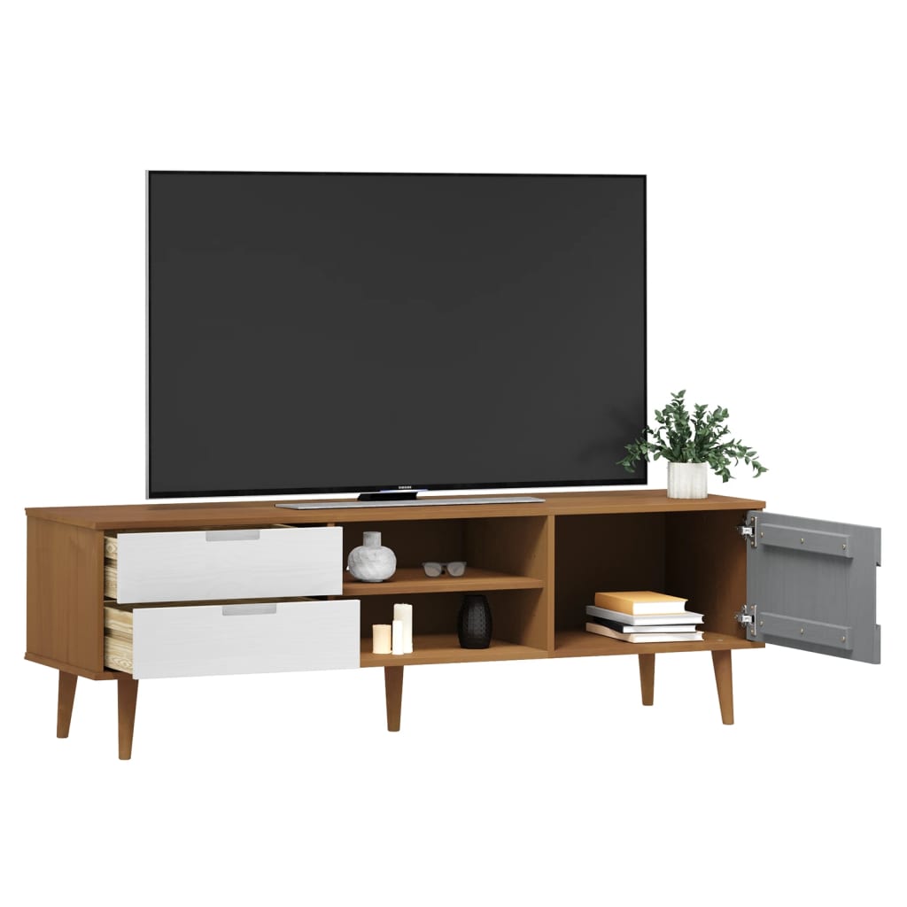 TV-Schrank Braun 158x40x49 cm Massivholz Kiefer