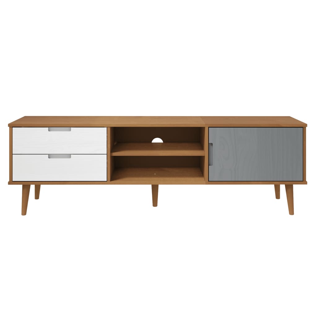 TV-Schrank Braun 158x40x49 cm Massivholz Kiefer