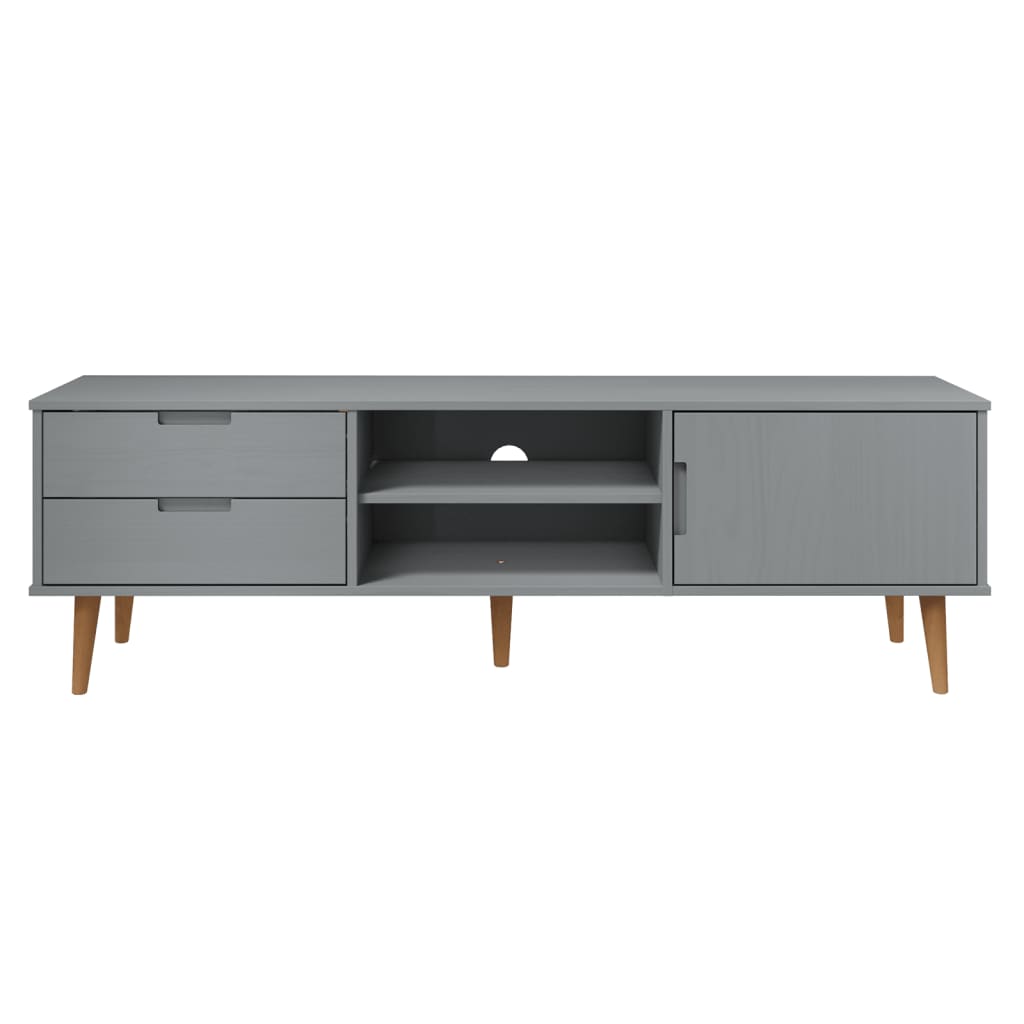TV-Schrank Grau 158x40x49 cm Massivholz Kiefer