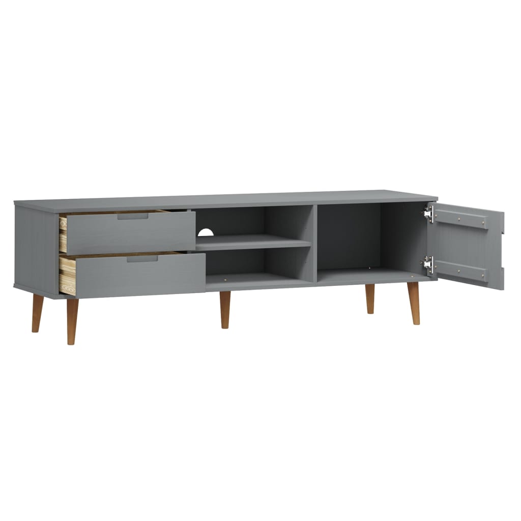TV-Schrank Grau 158x40x49 cm Massivholz Kiefer