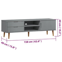 Thumbnail for TV-Schrank Grau 158x40x49 cm Massivholz Kiefer