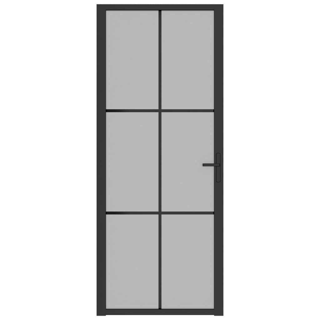 Innentür 83x201,5 cm Schwarz Mattglas und Aluminium