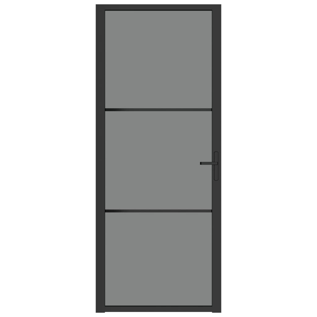 Innentür 83x201,5 cm Schwarz ESG-Glas und Aluminium