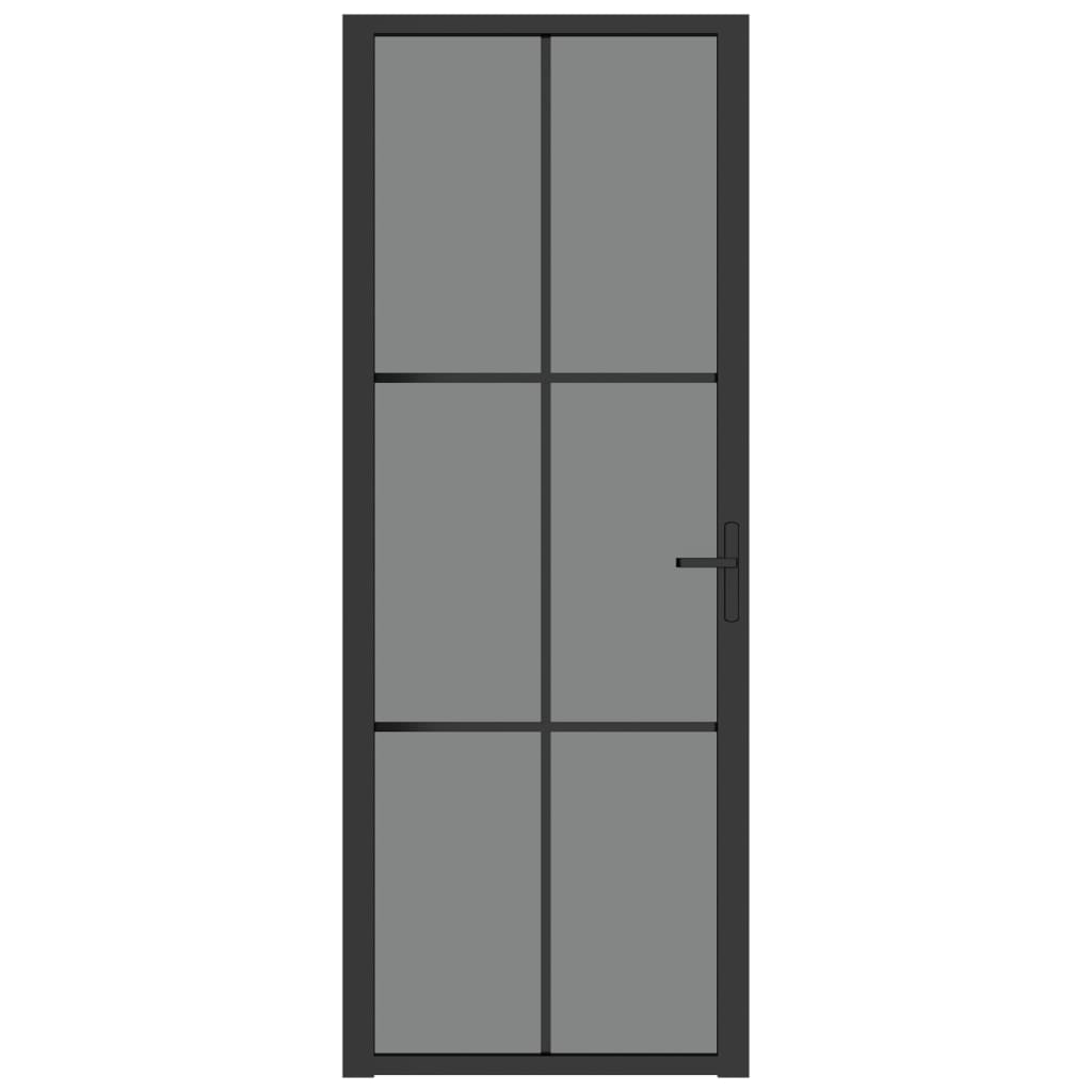 Innentür 76x201,5 cm Schwarz ESG-Glas und Aluminium