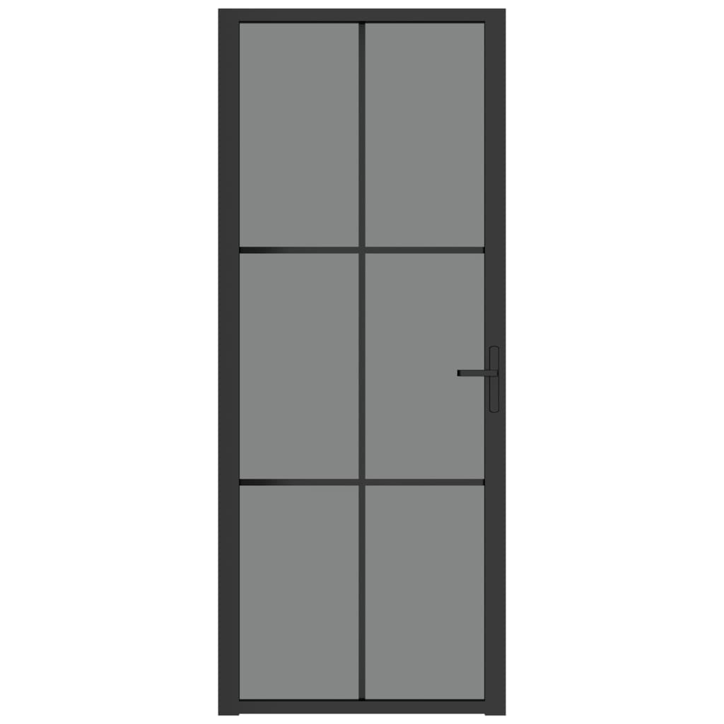 Innentür 83x201,5 cm Schwarz ESG-Glas und Aluminium