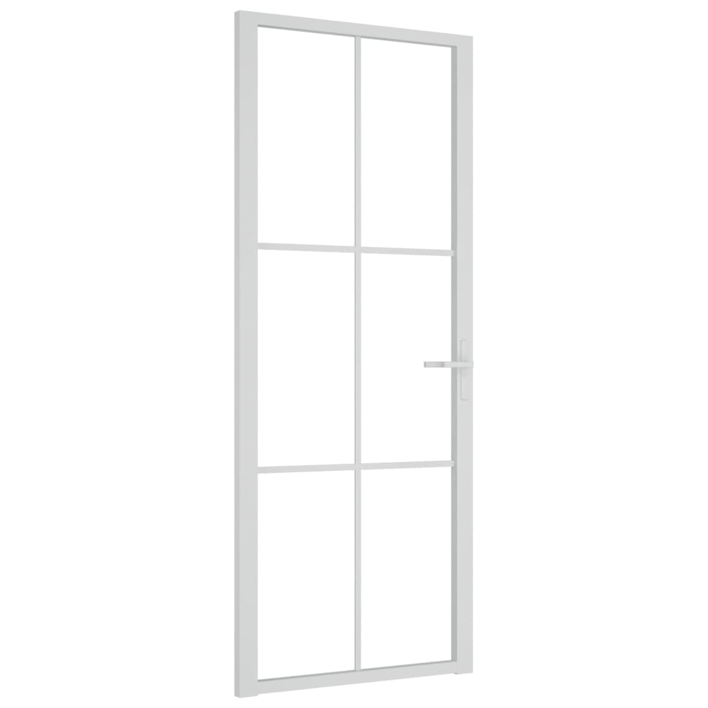 Innentür 83x201,5 cm Weiß ESG-Glas und Aluminium