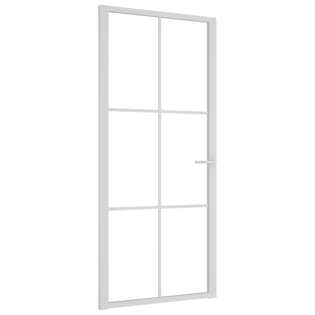 Innentür 93x201,5 cm Weiß ESG-Glas und Aluminium