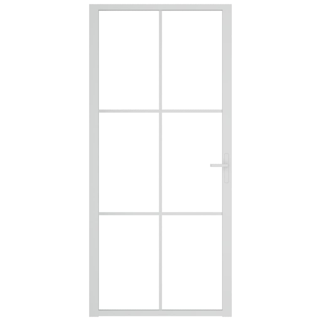 Innentür 93x201,5 cm Weiß ESG-Glas und Aluminium