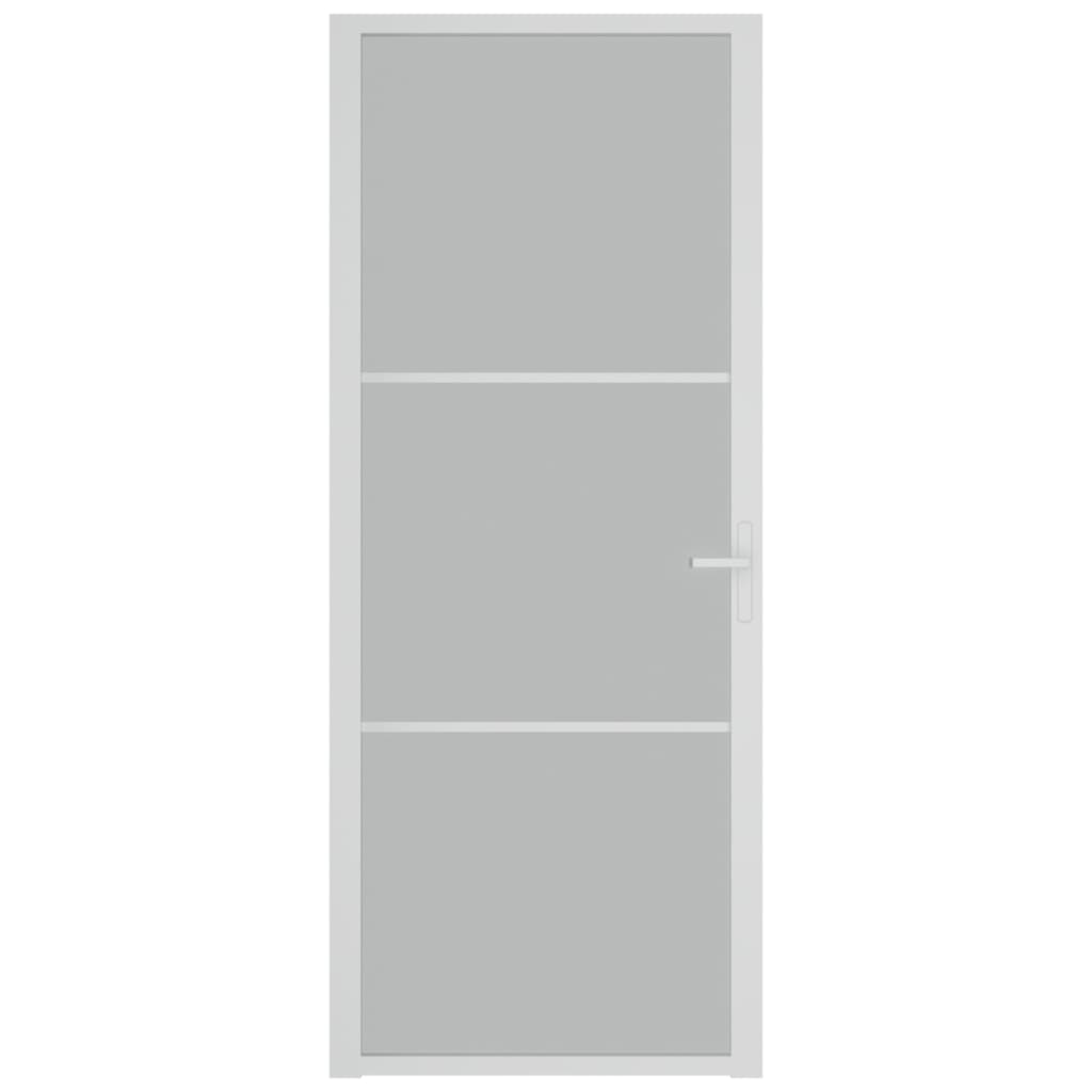 Innentür 83x201,5 cm Weiß Mattglas und Aluminium