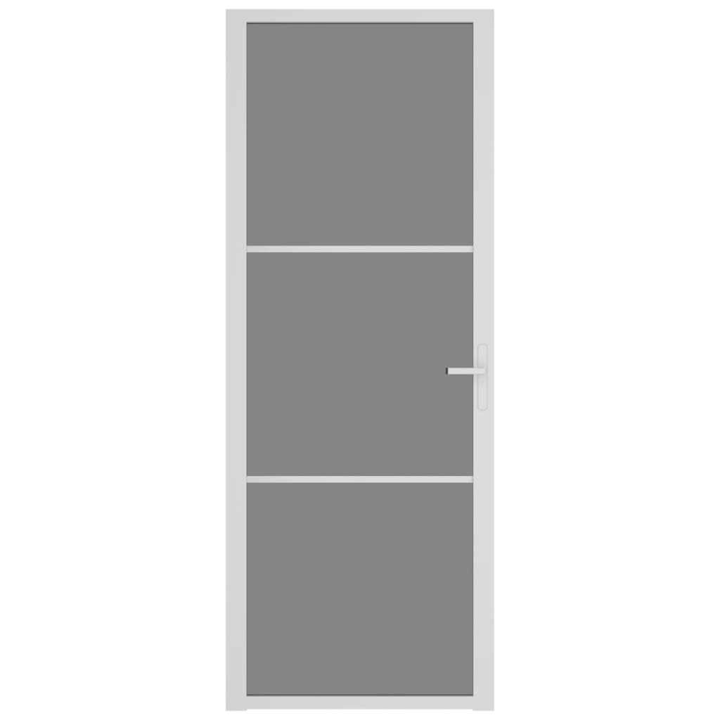 Innentür 76x201,5 cm Weiß ESG-Glas und Aluminium