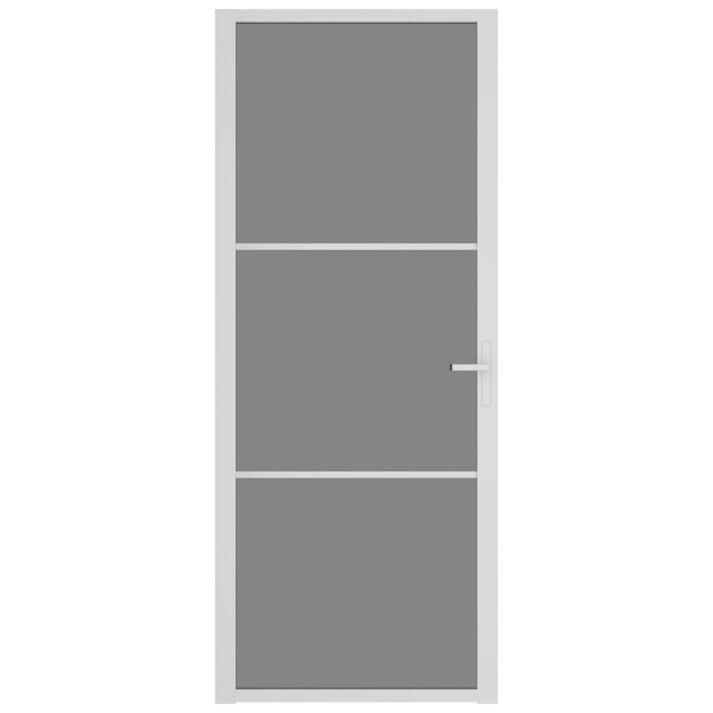 Innentür 83x201,5 cm Weiß ESG-Glas und Aluminium