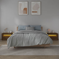 Thumbnail for Nachttische 2 Stk. mit LEDs Braun Eiche 60x35x40 cm