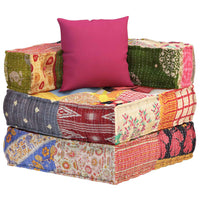 Thumbnail for Modularer Pouf mit Kissen Patchwork Stoff