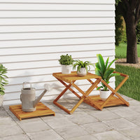 Thumbnail for Klappregal 3 Böden Braun 43x31x63 cm Massivholz Akazie