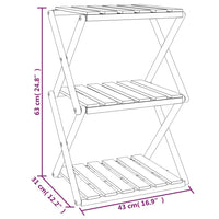 Thumbnail for Klappregal 3 Böden Braun 43x31x63 cm Massivholz Akazie