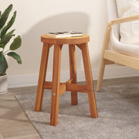 Thumbnail for Hocker Braun 38x38x45 cm Rund Massivholz Akazie