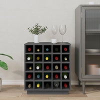 Thumbnail for Weinregal Grau 55,5x34x61 cm Massivholz Kiefer