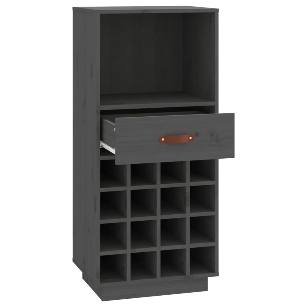 Weinregal Grau 45x34x100 cm Massivholz Kiefer