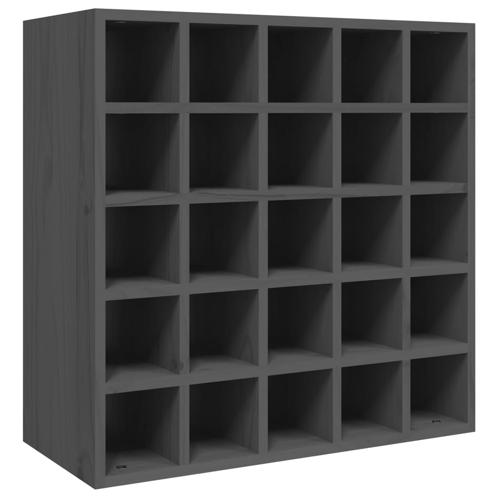 Weinregal Grau 56x25x56 cm Massivholz Kiefer
