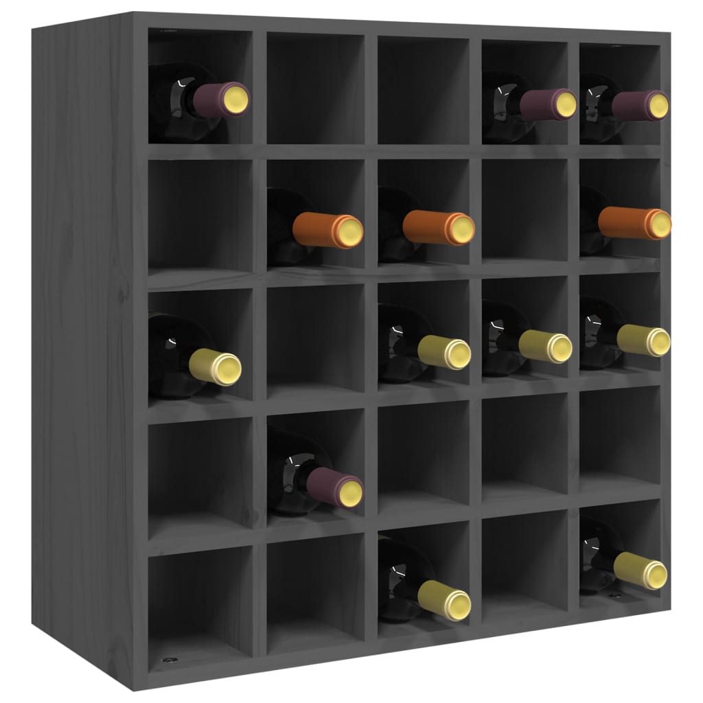 Weinregal Grau 56x25x56 cm Massivholz Kiefer