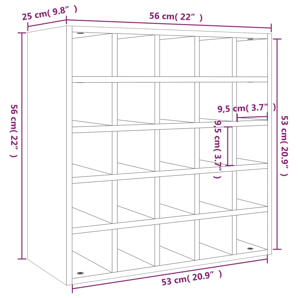 Weinregal Grau 56x25x56 cm Massivholz Kiefer