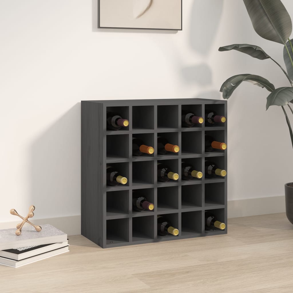 Weinregal Grau 56x25x56 cm Massivholz Kiefer