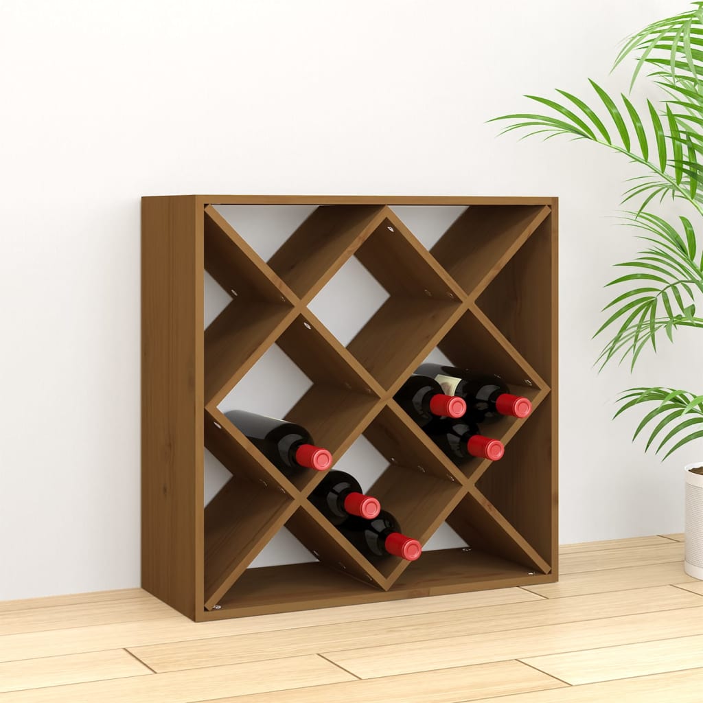 Weinregal Honigbraun 62x25x62 cm Massivholz Kiefer