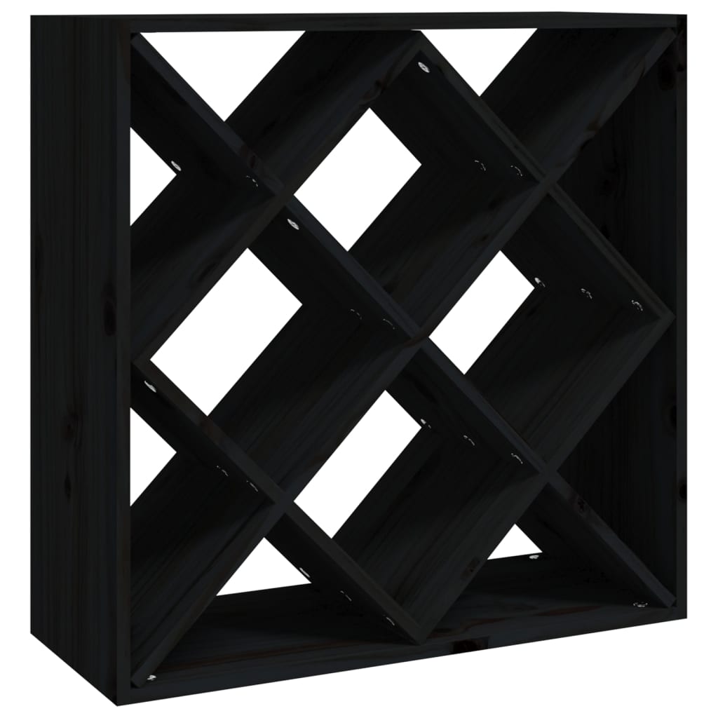 Weinregal Schwarz 62x25x62 cm Massivholz Kiefer
