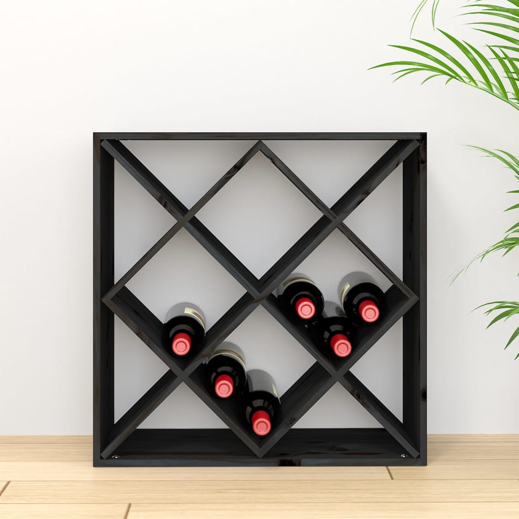 Weinregal Schwarz 62x25x62 cm Massivholz Kiefer