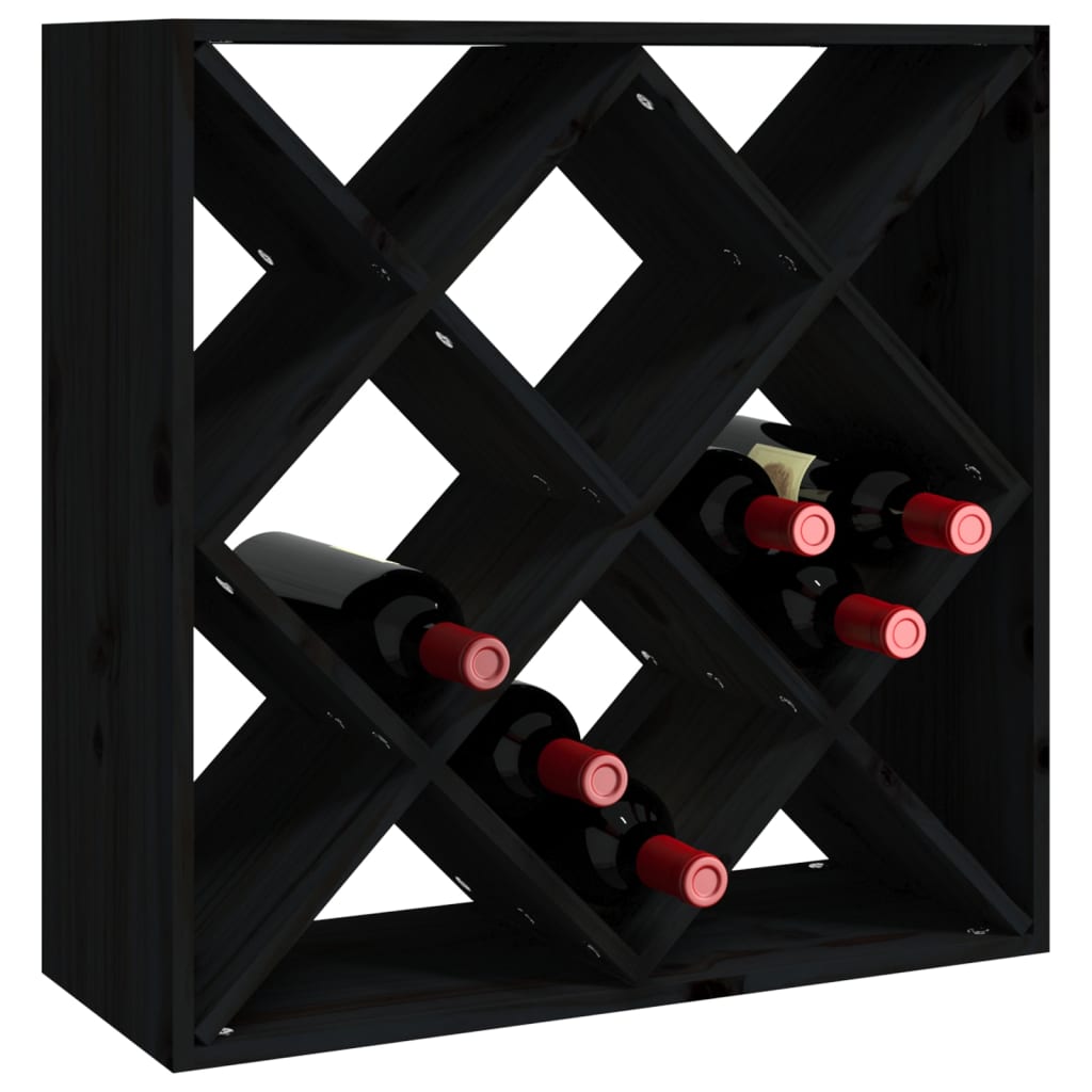 Weinregal Schwarz 62x25x62 cm Massivholz Kiefer